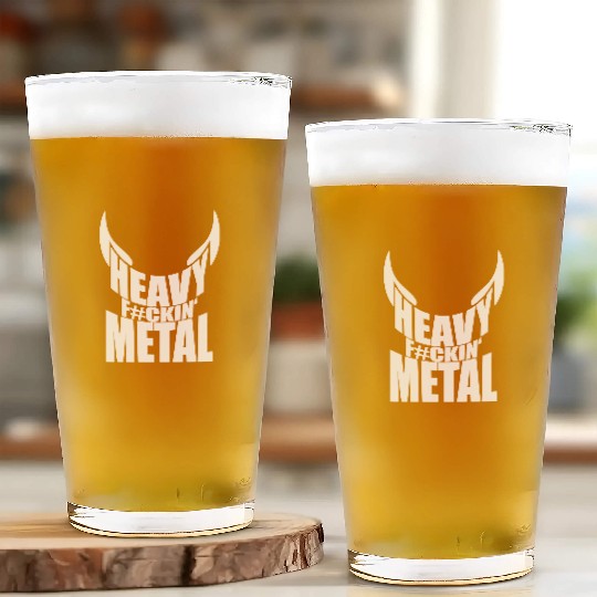 Heavy F#ckin' Metal Hard Rock Fun Music Text Quote Glass Cups