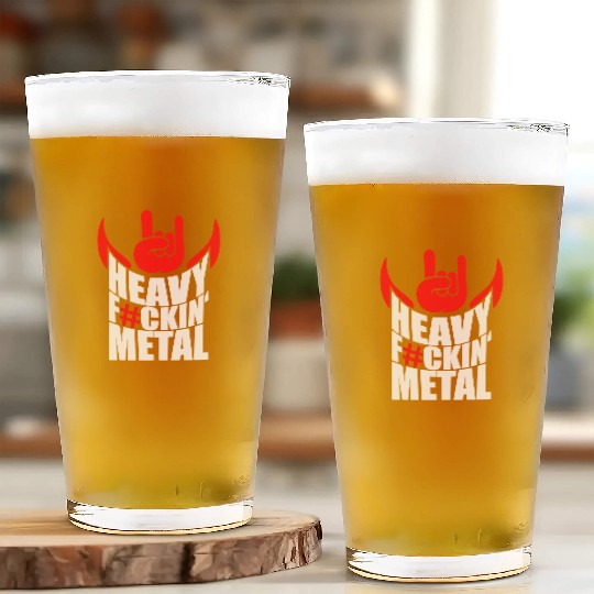 Heavy F#ckin' Metal Hard Rock Fun Music Text Quote Glass Cups
