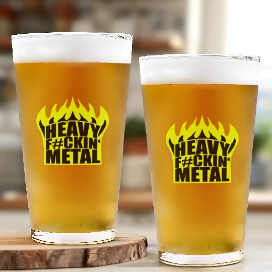 Heavy F#ckin' Metal Hard Rock Fun Music Text Quote Glass Cups
