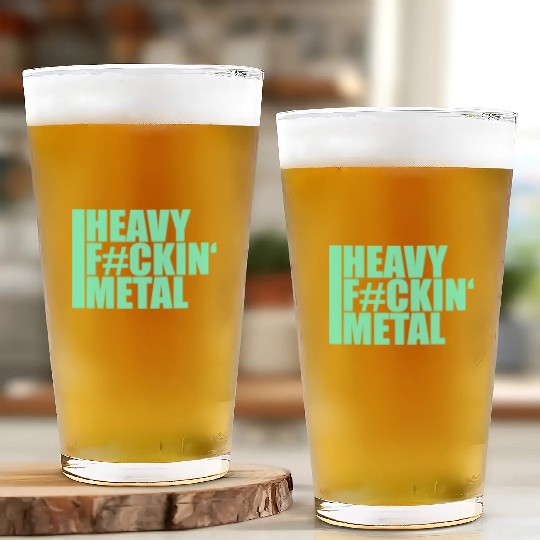 Heavy F#ckin' Metal Hard Rock Fun Music Text Quote Glass Cups
