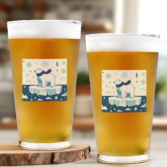 Polar Bear in Winter Wonderland Glass Cups