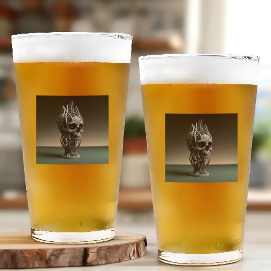 Digital Skull: A Fusion of Nature and Technology Glass Cups