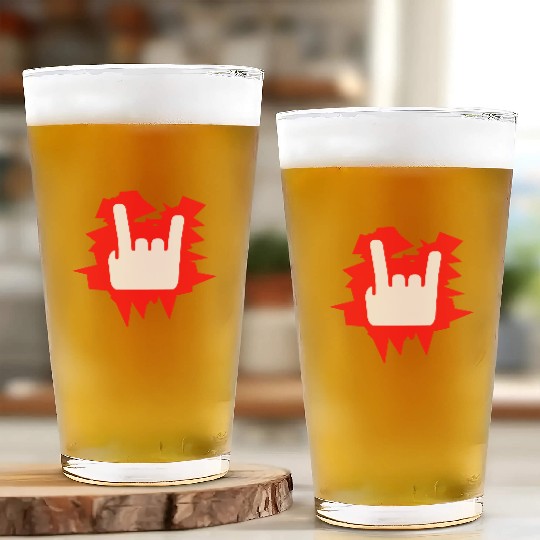 Heavy Metal Fun Hard Rock Music Horns Hand Gesture Glass Cups