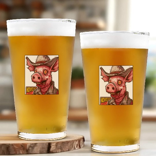 hillbilly redneck zombie cowboy pig Glass Cups