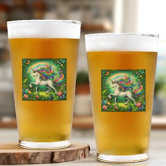 Unicorn, unicorn design, Unicorn in flower garden Glass Cups