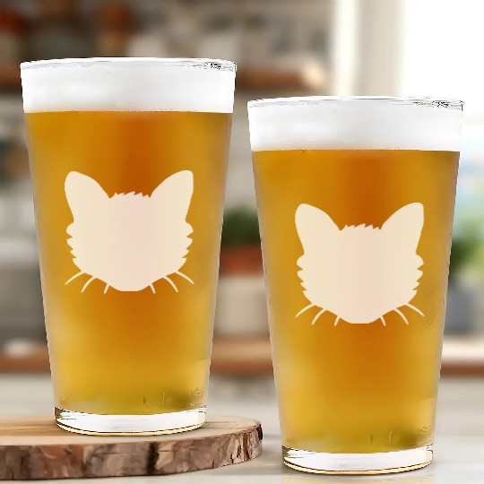 Cat Face Silhouette Kitten Head Outline Outline Glass Cups