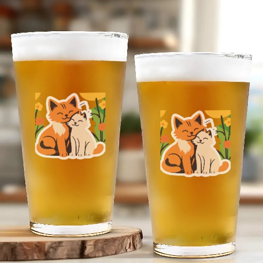 3d cat dou sweet and joyful Glass Cups