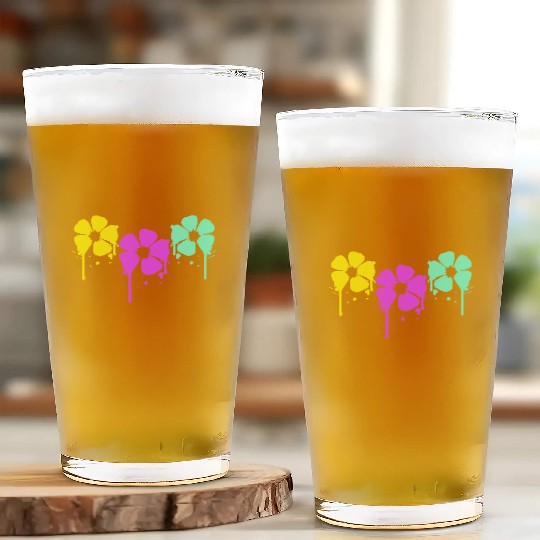 Flowers Colorful Graffiti Drop Spray Spring Summer Glass Cups