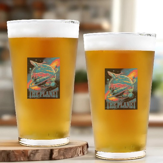 Space Whale Adventure on a Mysterious Planet Glass Cups