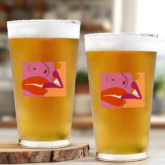 Lesbians Kissing Hand Drawn Art Glass Cups