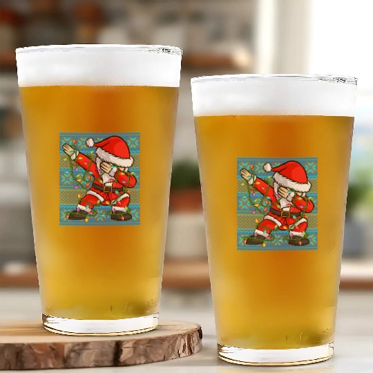 Dabbing Santa Christmas Lights Glass Cups