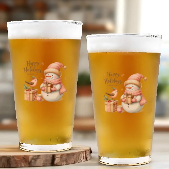 Happy Holidays, Merry Christmas Glass Cups