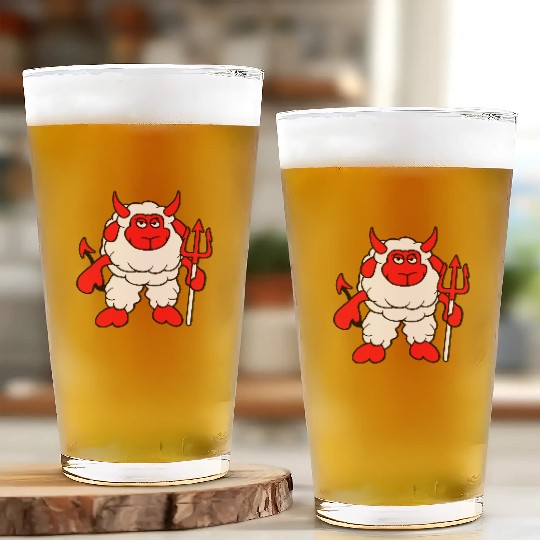 Sheep Devil Satan Hell Evil Trident Horns Cool Fun Glass Cups