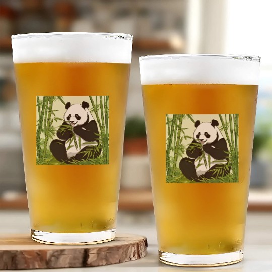 Chill Panda Eating Bamboo Cute Relaxed Design Glass Cups