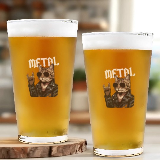 Heavy Metal Cat Rocker Death Metal Music Fan Gift Glass Cups