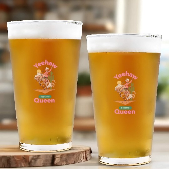 Yeehaw Queen, girl horse riding Glass Cups.