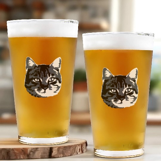 Cat Lover Realistic Pet Face Cute Cool Kitten Head Glass Cups