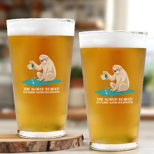 Aquarius Zodiac Sloth: The Water Bearer Flowing Glass Cups