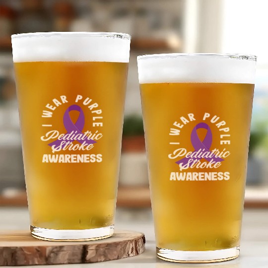 I Wear Purple Pediatric Stroke Awareness Glass Cups