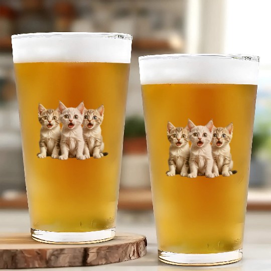 Surprised Kittens Glass Cups