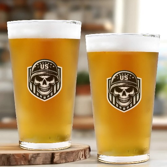 US Skull and Shield Design Glass Cups