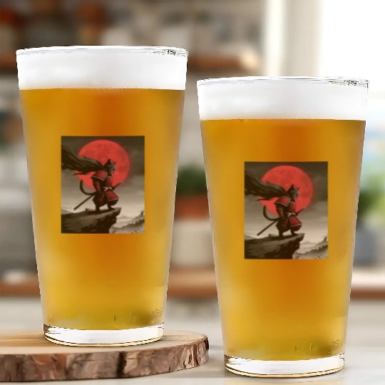 Japanese Cat Samurai Cat Glass Cups
