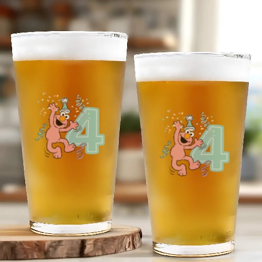 Sesame Street Birthday Design With Elmo 4 Years Glass Cups