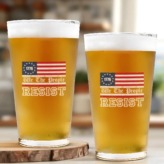 1776 Resist Trump Protest Anti Political US Fla Glass Cups