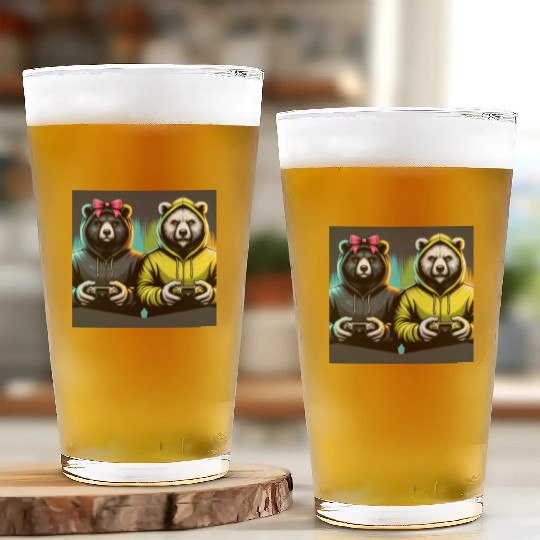 Gamer Bears Glass Cups