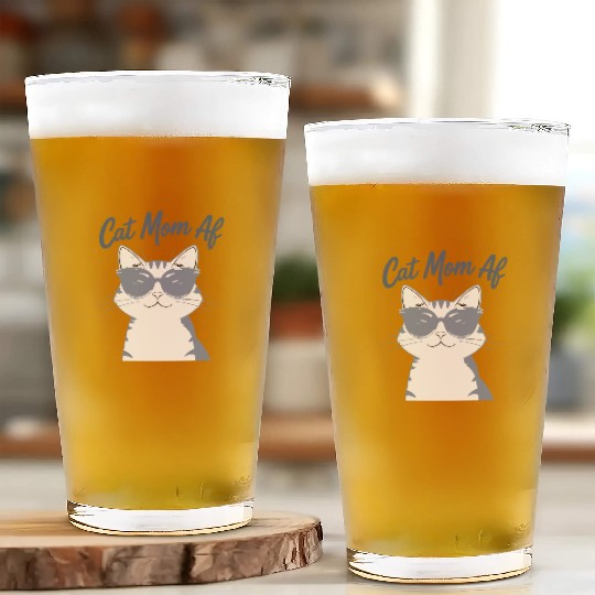 Funny Cat Mom Club Sunglasses Glass Cups