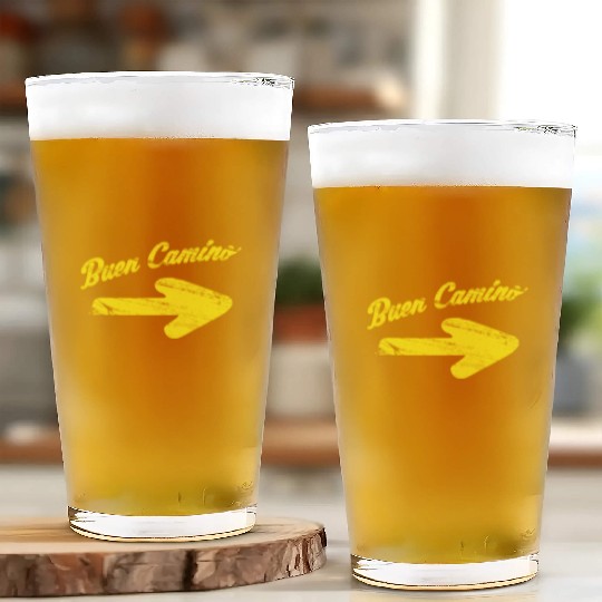 Way of St. James buen camino yellow arrow Glass Cups