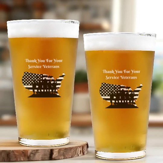 Thank You For Your Service Veterans day US Army Glass Cups