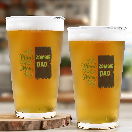 Plant Mom Zombie Dad Couple Design Glass Cups