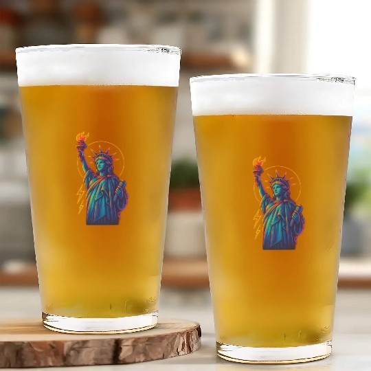 Statue of Liberty Neon Glass Cups Design