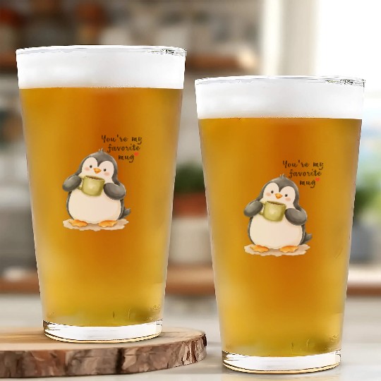You're My Favorite Mug! - Cute Penguin & Sweet Lov Glass Cups