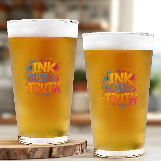 INK BLEEDS TRUTH - Bold Graffiti Style Typography Glass Cups