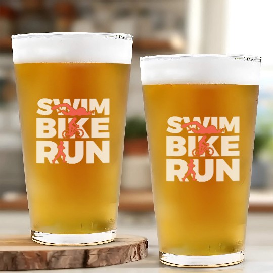 Swim Bike Run Repeat Glass Cups