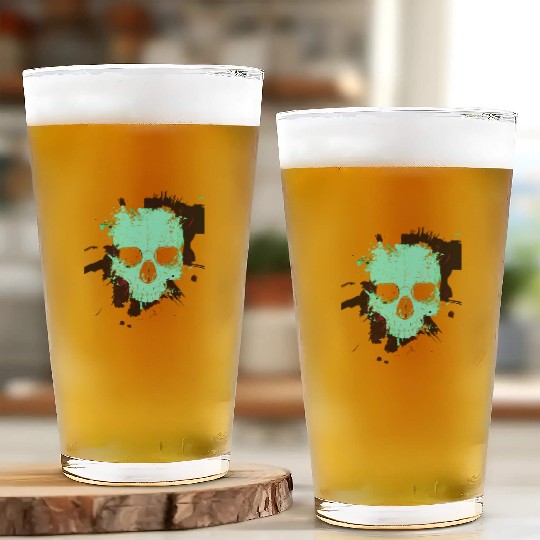 Neon Splatter Skull Glass Cups