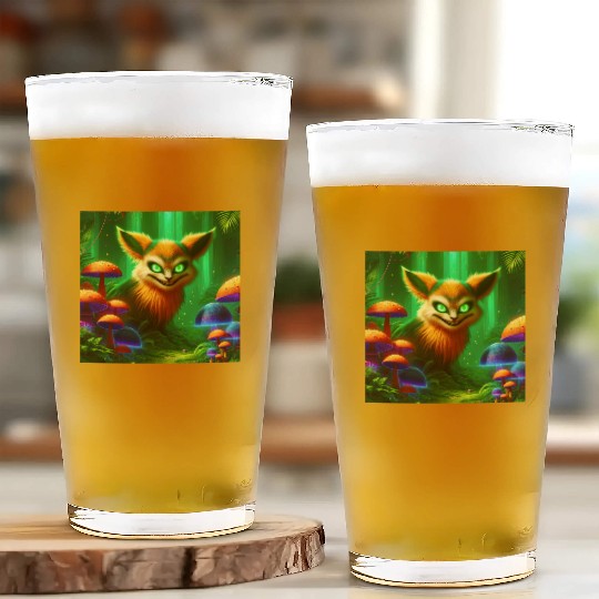 Demon Fox in Enchanted Forest – Fantasy Creature Glass Cups