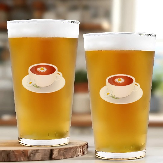 Chamomile tea motif with blossom in an elegant cup Glass Cups