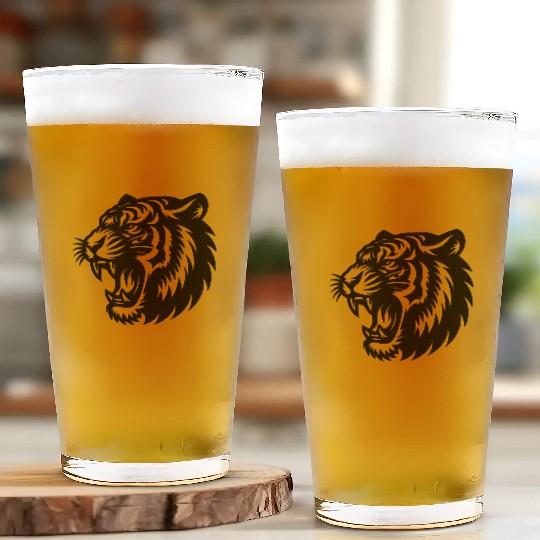 Roaring Tiger Outline Glass Cups