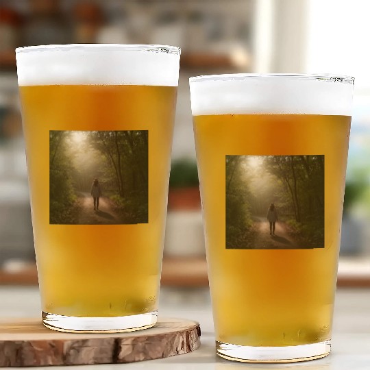 Enchanted Forest Path Illustration Glass Cups