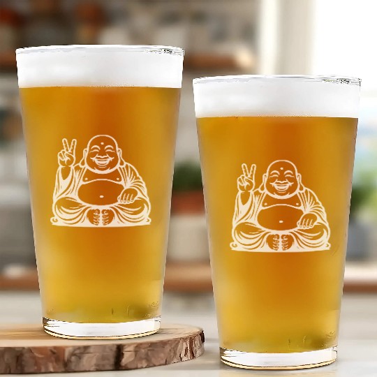 Joyful Buddha Peace Symbol Design Glass Cups