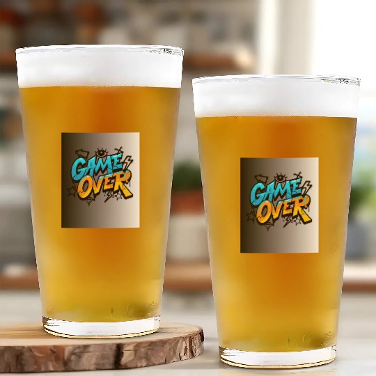 Graffiti Style Game Over Illustration Glass Cups