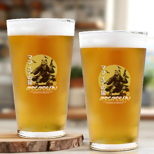 Samurai Cat Martial Arts Illustration Glass Cups