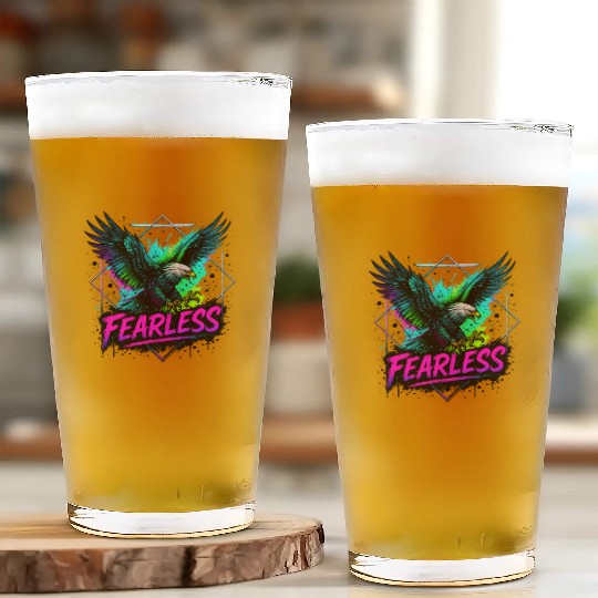 Fearless Eagle Neon Design Glass Cups