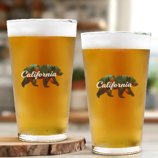 California Bear Forest Scene Glass Cups