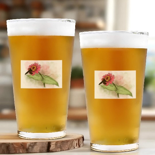 Wildflower and Bumblebee Illustration Glass Cups