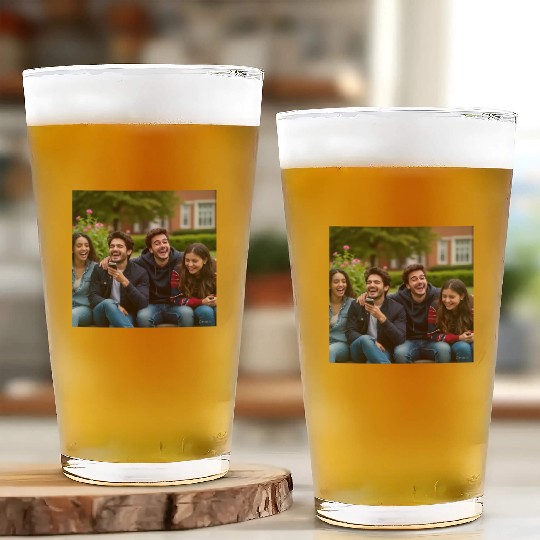 Joyful Group Friendship Illustration Glass Cups