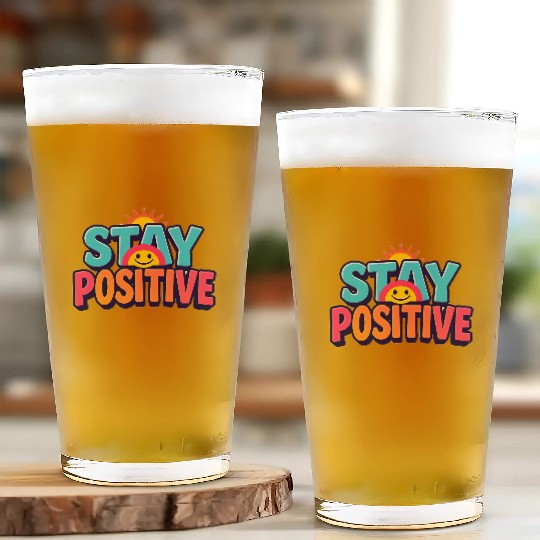 Vibrant Stay Positive Sun Design Glass Cups